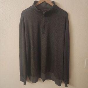 Tommy Bahama Quarter Zip Longsleeve Charcoal Gray Chevron Pullover Mens XXL